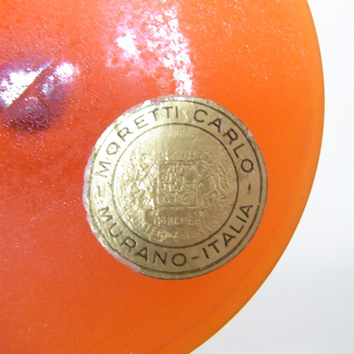 (image for) Carlo Moretti Satinato Orange Murano Glass Bowl - Labelled - Click Image to Close