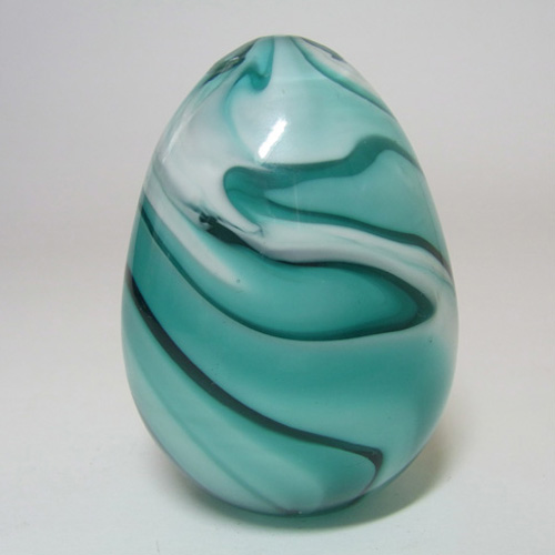 Carlo Moretti Marbled Green & White Murano Glass Paperweight - Click Image to Close