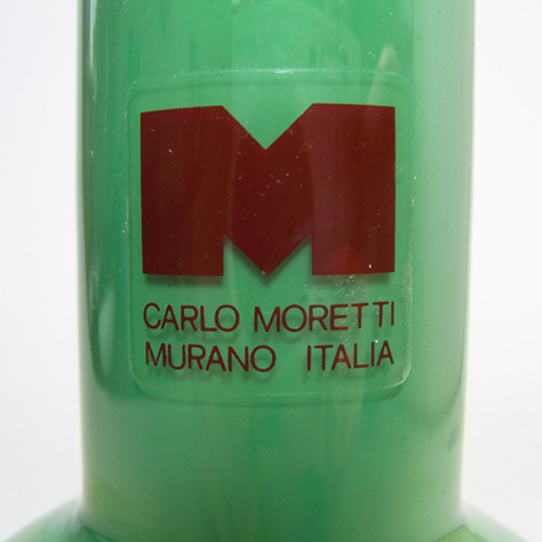 Carlo Moretti Murano Green Glass Vase - Labelled - Click Image to Close