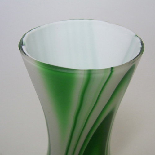 Carlo Moretti Marbled Green & White Murano Glass Vase - Click Image to Close