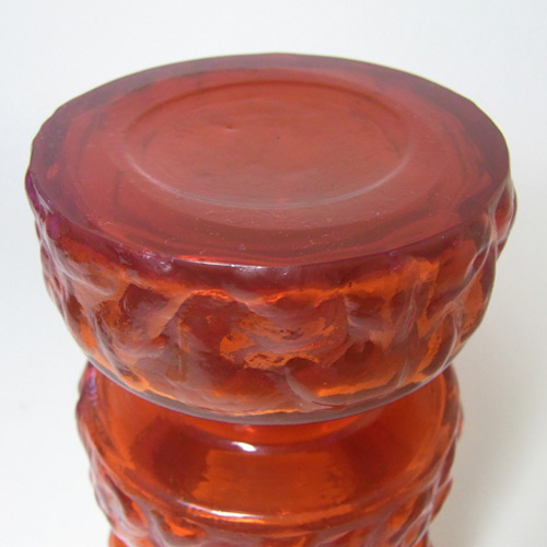 Carlo Moretti Textured Red Murano Glass Vase - Labelled - Click Image to Close