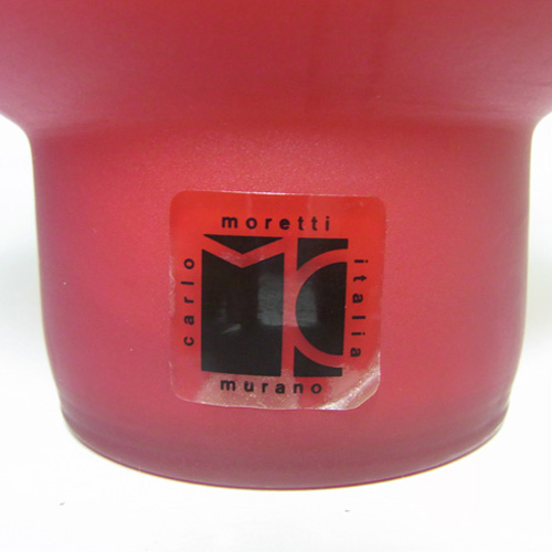 (image for) Carlo Moretti Satinato Red Murano Glass Vase - Labelled - Click Image to Close