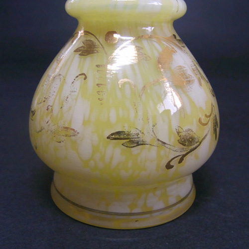 (image for) Pair of Welz Bohemian Lemon Yellow & White Spatter Glass Vases - Click Image to Close