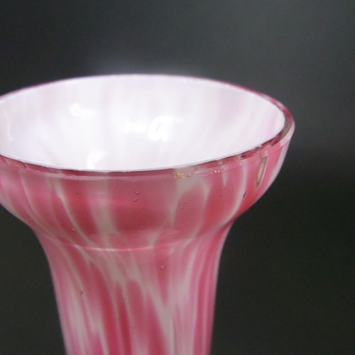 Welz Bohemian Pink & White Spatter Glass Enamelled Vase - Click Image to Close