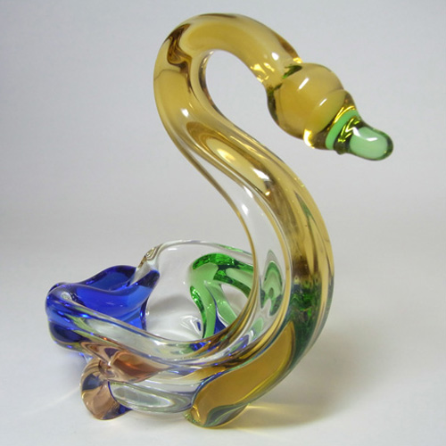 (image for) Mstisov Czech Glass Rhapsody Swan Bowl by Frantisek Zemek - Click Image to Close