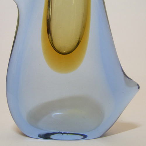 Mstisov Czech Amber/Blue Glass Vase 53095 - Frantisek Zemek - Click Image to Close