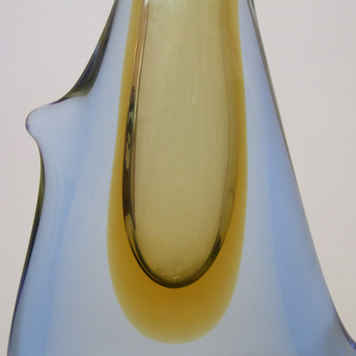 Mstisov Czech Amber/Blue Glass Vase 53095 - Frantisek Zemek - Click Image to Close