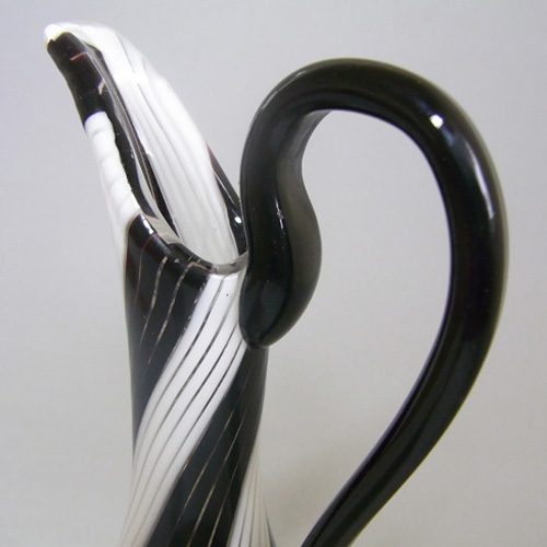 Murano Black + White Mezza Filigrana/Filigree Glass Jug - Click Image to Close
