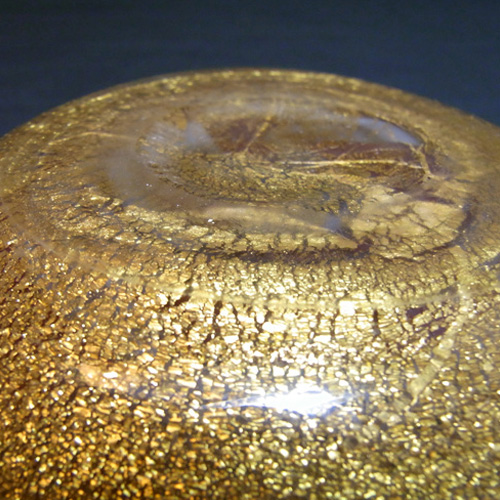 Murano/Venetian 1950's Gold Leaf Biomorphic Glass Bowl - Click Image to Close