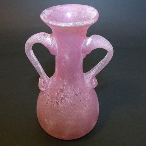 (image for) Murano Italian Pink Glass 'Scavo' Vase, Labelled - Click Image to Close