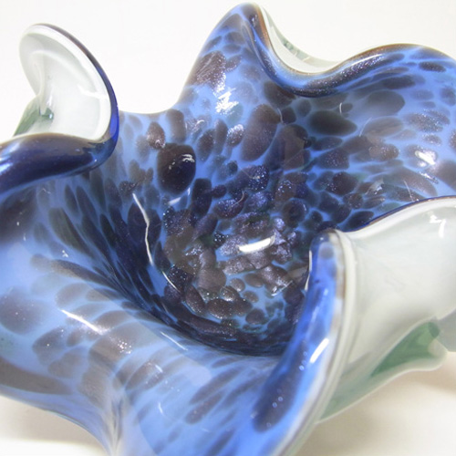 (image for) Large 1960's Murano Copper Aventurine & Blue Glass Bowl - Click Image to Close