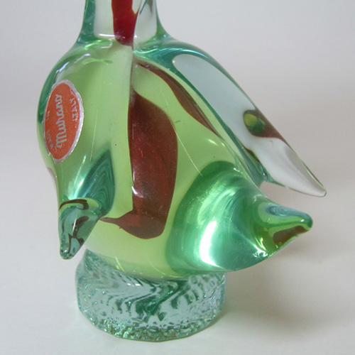 (image for) Murano/Sommerso Red/Green Uranium Glass Swan - Labelled - Click Image to Close