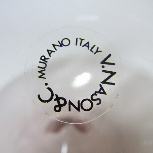 V Nason & C Murano Lilac Glass Vase - Labelled + Signed - Click Image to Close