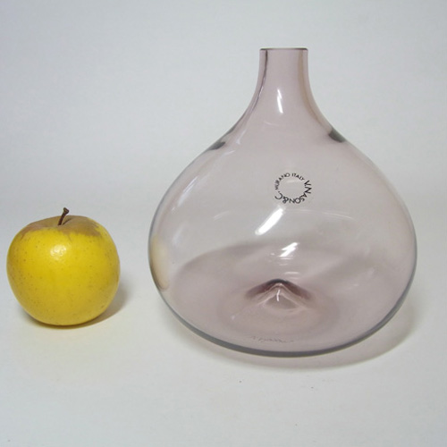 (image for) V Nason & C Murano Lilac Glass Vase - Labelled + Signed - Click Image to Close