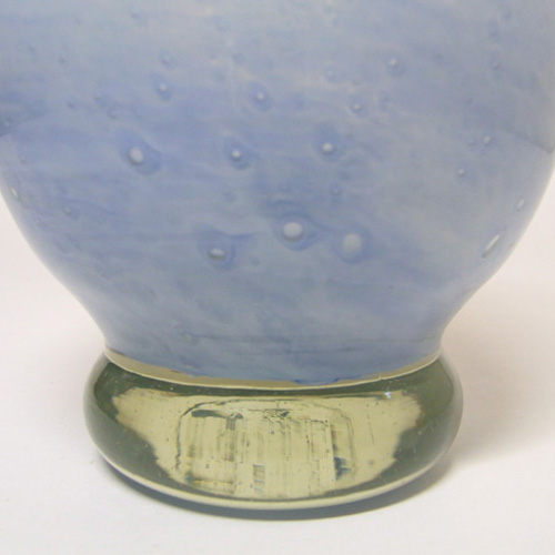Nazeing? Clouded Mottled Blue Bubble Glass Barrel Vase - Click Image to Close