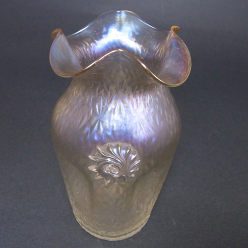 (image for) Art Nouveau 1900's Iridescent Glass Prunted Antique Vase - Click Image to Close