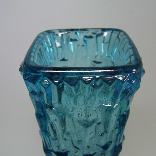 Oberglas Austrian Tall Blue Bark Textured Glass Vase - Click Image to Close