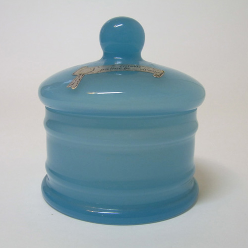 (image for) V Nason Blue Opaline Murano Glass Labelled Trinket Pot - Click Image to Close