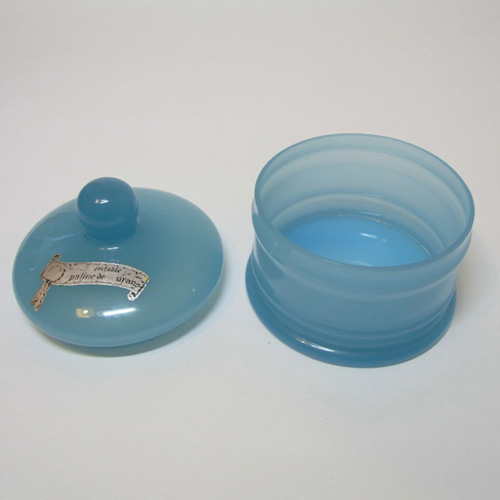 V Nason Blue Opaline Murano Glass Labelled Trinket Pot - Click Image to Close