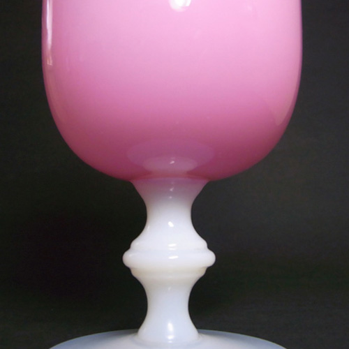 Italian Empoli or French Pink & Opaline/Opalescent Glass Goblet - Click Image to Close