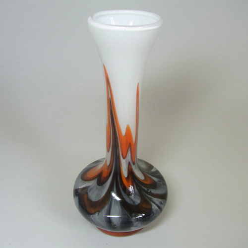(image for) V.B. Opaline Florence Italian Marbled Orange Glass Vase - Click Image to Close