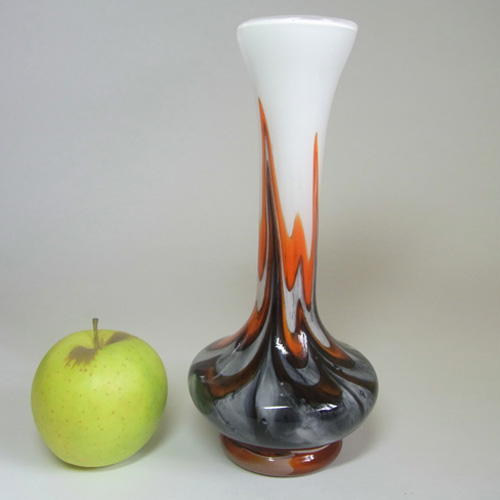 V.B. Opaline Florence Italian Marbled Orange Glass Vase - Click Image to Close