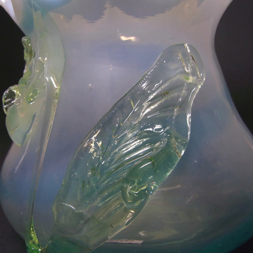 Victorian 1890's Opalescent Vaseline/Uranium Glass Vase - Click Image to Close