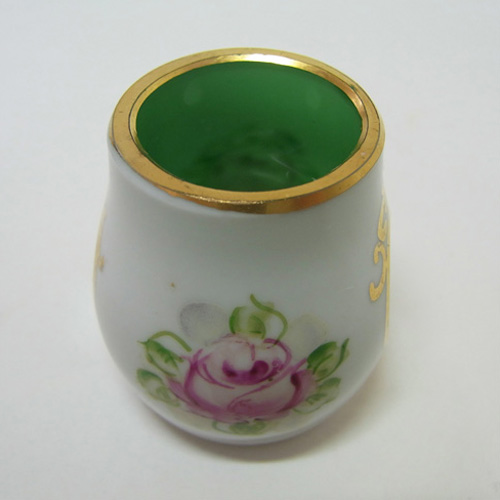 (image for) Crystalex Czech Enamelled Green & White Overlay / Cut Glass Vase - Click Image to Close