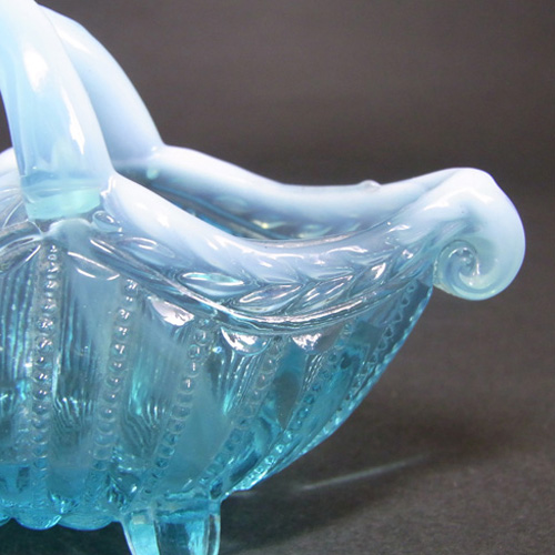 Henry Greener 1900's Victorian Blue Pearline Glass Bowl - Click Image to Close
