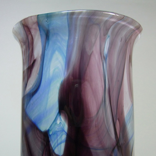 (image for) Phoenician Maltese Purple + Blue Glass Vase - Signed - Click Image to Close