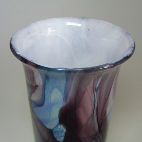 Phoenician Maltese Purple + Blue Glass Vase - Signed - Click Image to Close