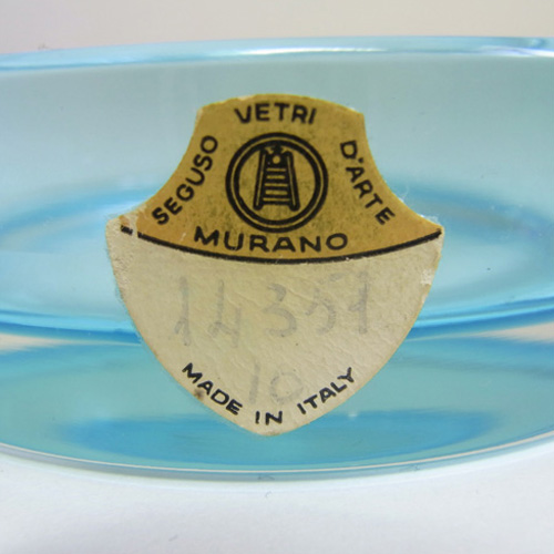 (image for) Seguso Vetri d'Arte #14357 Murano Blue Glass Bowl, Labelled - Click Image to Close