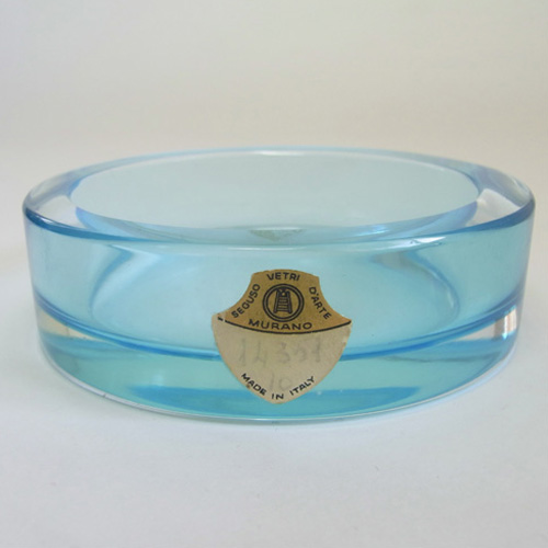 (image for) Seguso Vetri d'Arte #14357 Murano Blue Glass Bowl, Labelled - Click Image to Close