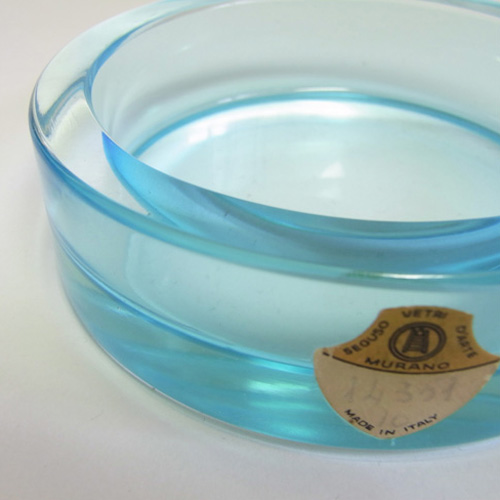 Seguso Vetri d'Arte #14357 Murano Blue Glass Bowl, Labelled - Click Image to Close