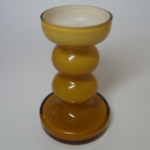 (image for) Polish Amber Hooped Cased Glass Scandinavian Style Vase - Click Image to Close