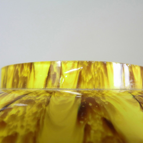 Franz Welz Czech Yellow Glass 'Zig Zag Lines' Posy Vase - Click Image to Close