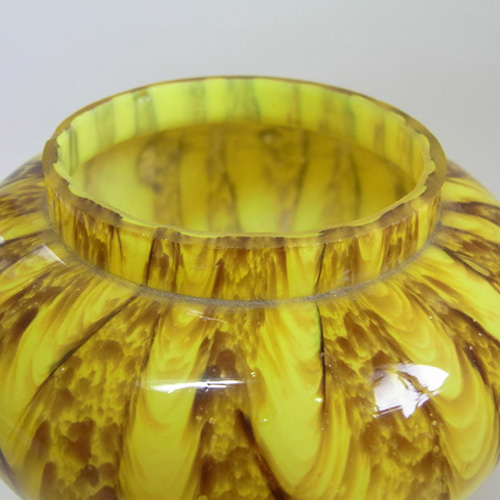 (image for) Franz Welz Czech Yellow Glass 'Zig Zag Lines' Posy Vase - Click Image to Close