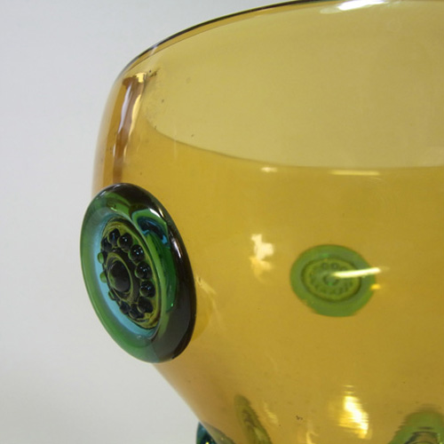 (image for) Prachen 1970s Amber + Blue Glass Vase - Josef Hospodka - Click Image to Close