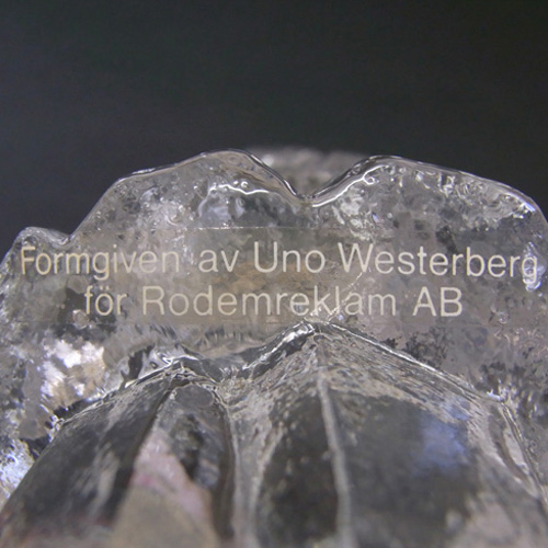 Pukeberg/Uno Westerberg Glass Viking Paperweight -Label - Click Image to Close