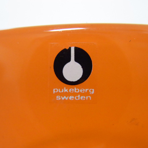 (image for) Pukeberg Swedish Orange + Yellow Glass Bowl - Labelled - Click Image to Close