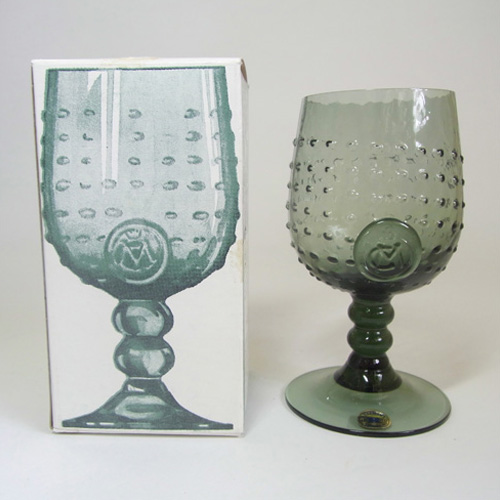 Reijmyre Swedish Smoky Textured Glass Goblet - Boxed - Click Image to Close