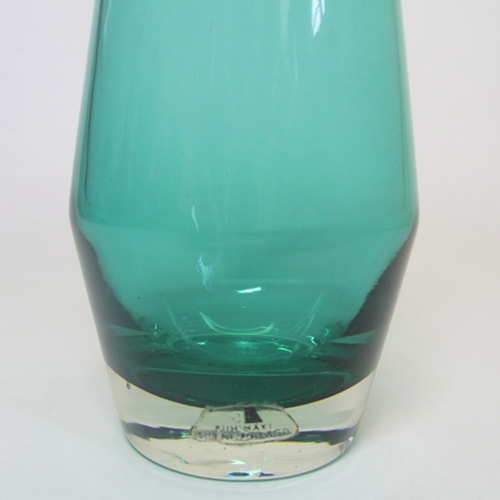 (image for) Riihimaki / Riihimaen Lasi Oy Turquoise Glass Vase - Labelled - Click Image to Close