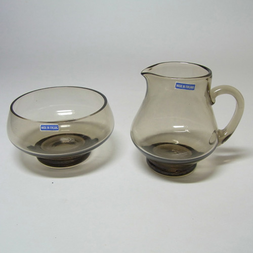 (image for) Riihimaki #1150 Riihimaen Tamara Aladin Glass 'Pöytä' Sugar Bowl + Creamer - Click Image to Close