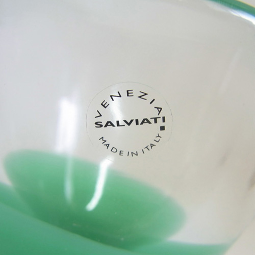 (image for) Salviati Murano Green Glass Bowl - Label + Acid Stamped - Click Image to Close