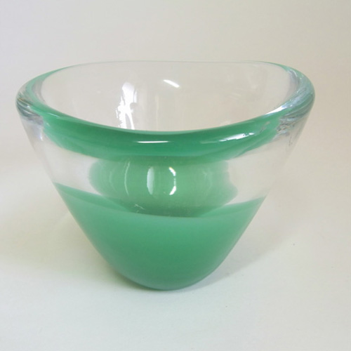 Salviati Murano Green Glass Bowl - Label + Acid Stamped - Click Image to Close