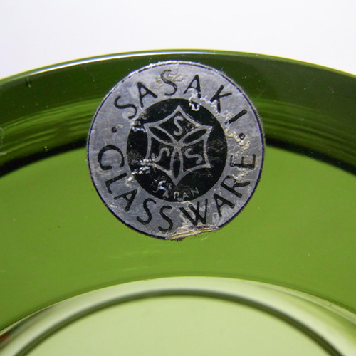 (image for) Sasaki Japanese Green Glass Bowl/Votive - Labelled - Click Image to Close