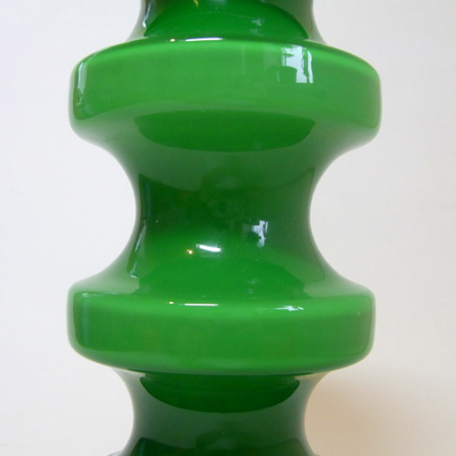 Alsterfors #S5014 Per Ström Green Hooped Cased Glass Vase - Click Image to Close