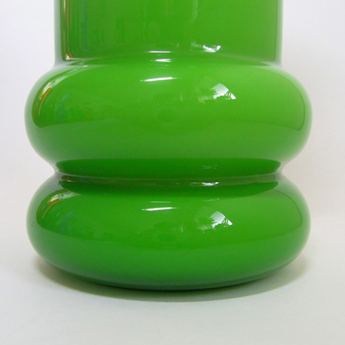 Empoli 1970's Italian Green Cased Glass Hooped Vase - Click Image to Close