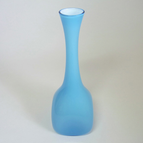 (image for) Ekenas Glasbruk Swedish Blue Cased Glass 9.5" Vase - Click Image to Close