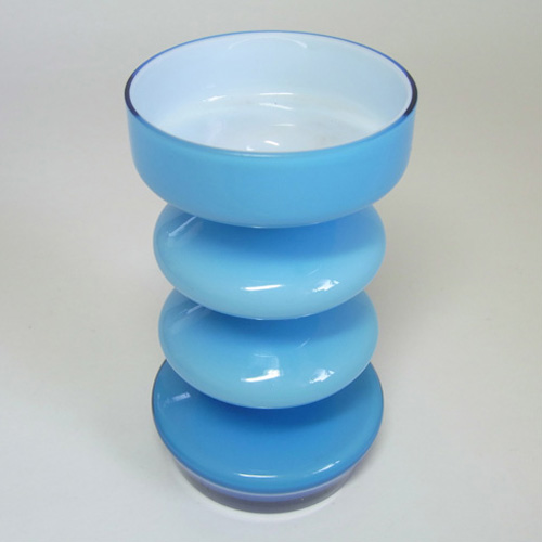 Friedrich German Blue Retro Cased Glass 'Hooped' Vase - Click Image to Close
